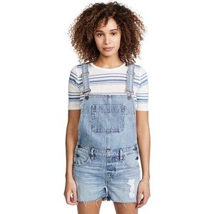 NWT Hudson Los Angeles Sloane Shortall Denim Overalls in Renewal Blue MSRP$245